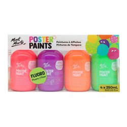 MONT MARTE POSTER PAINT 250ml Fluoro Pk4